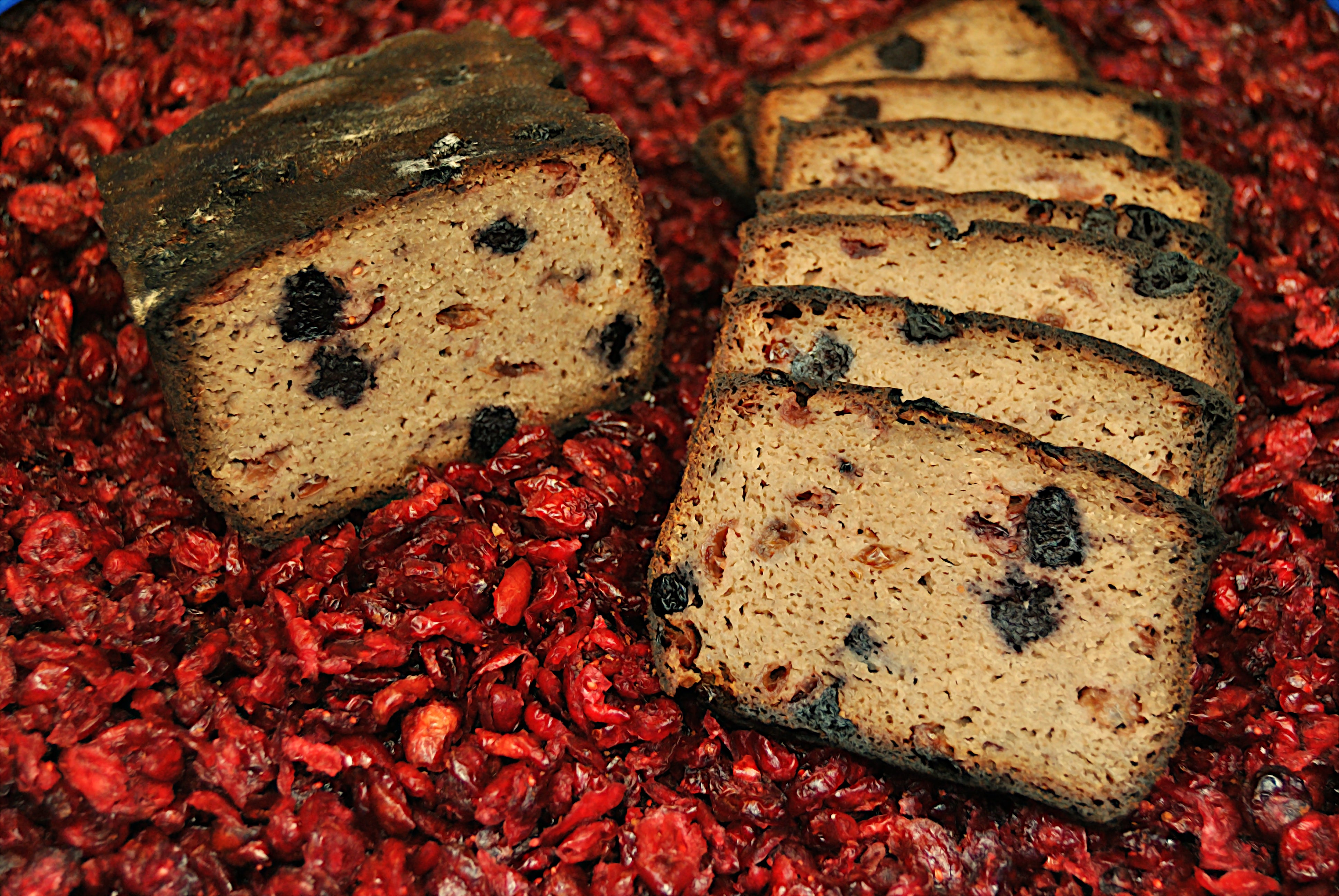 Chestnut Bread with cranberries and blueberries