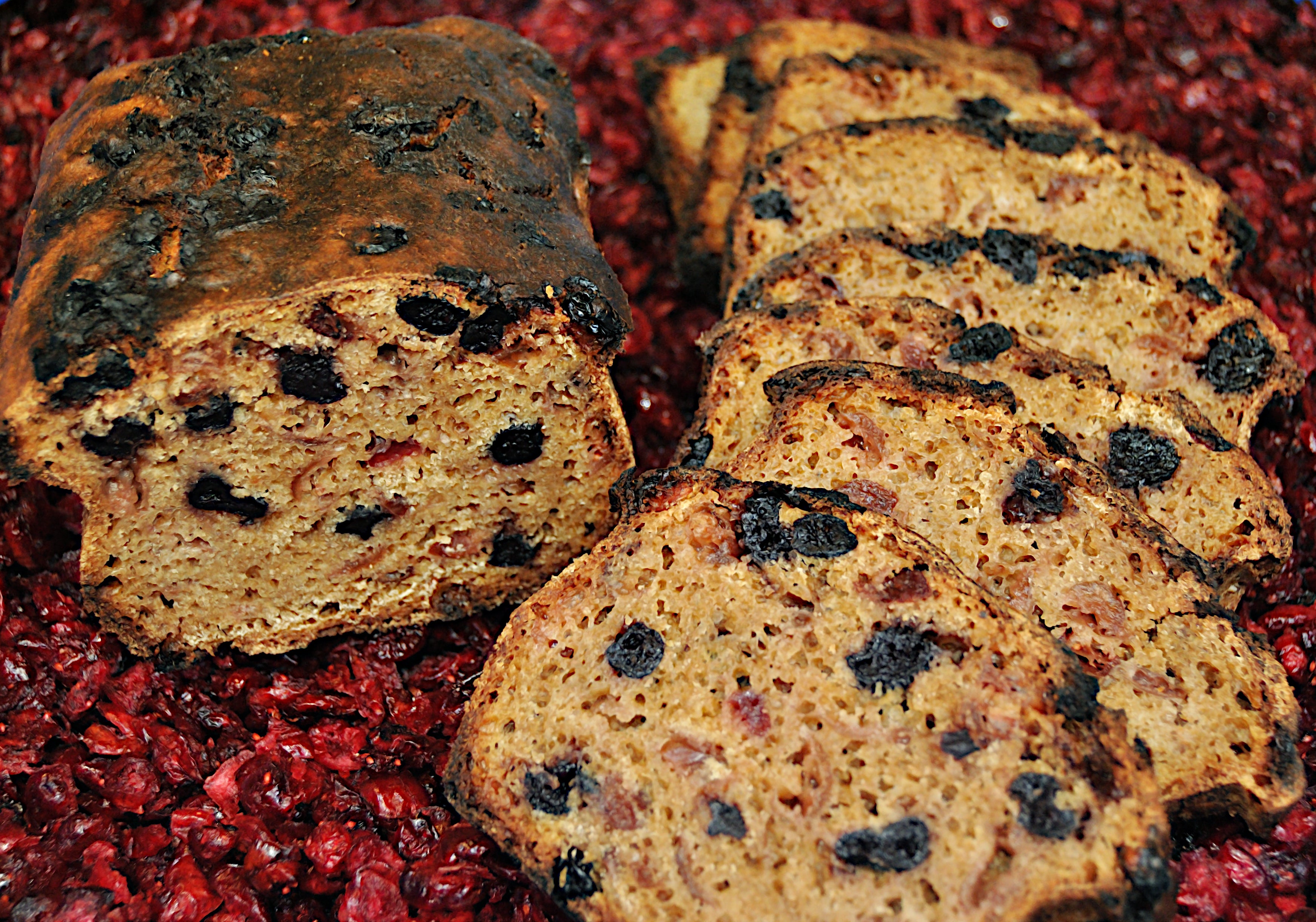 Ancient Grain Einkorn bread with blueberries and cranberries