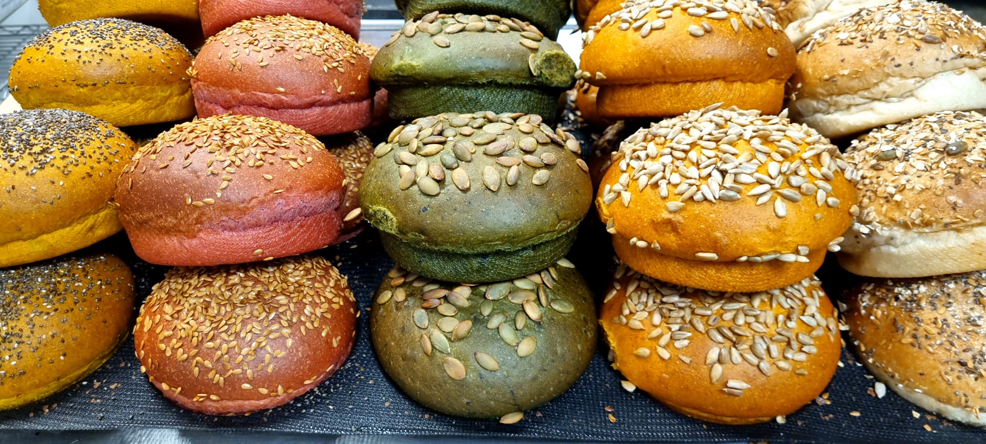 4 Identical Color Vegan Burger Buns - With or Without Seeds